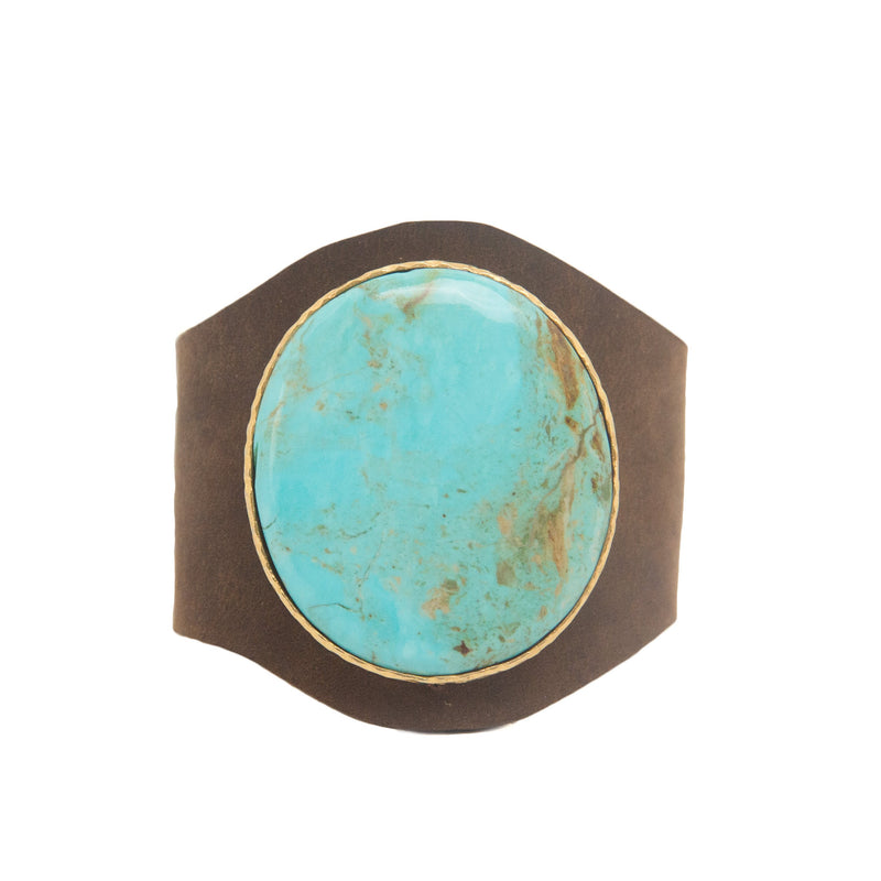 Leather Cuff - Turquoise - Christina Greene LLC