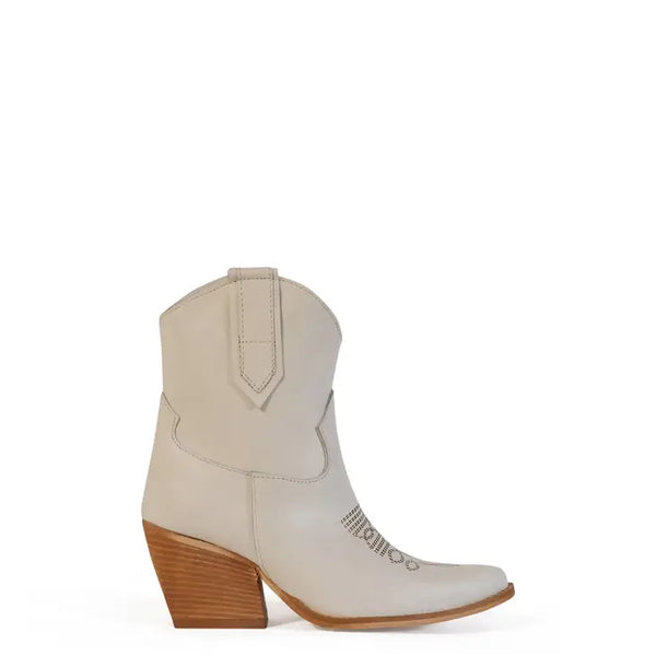 Leila Sweet- White Texan Ankle Boots | Kali Shoes