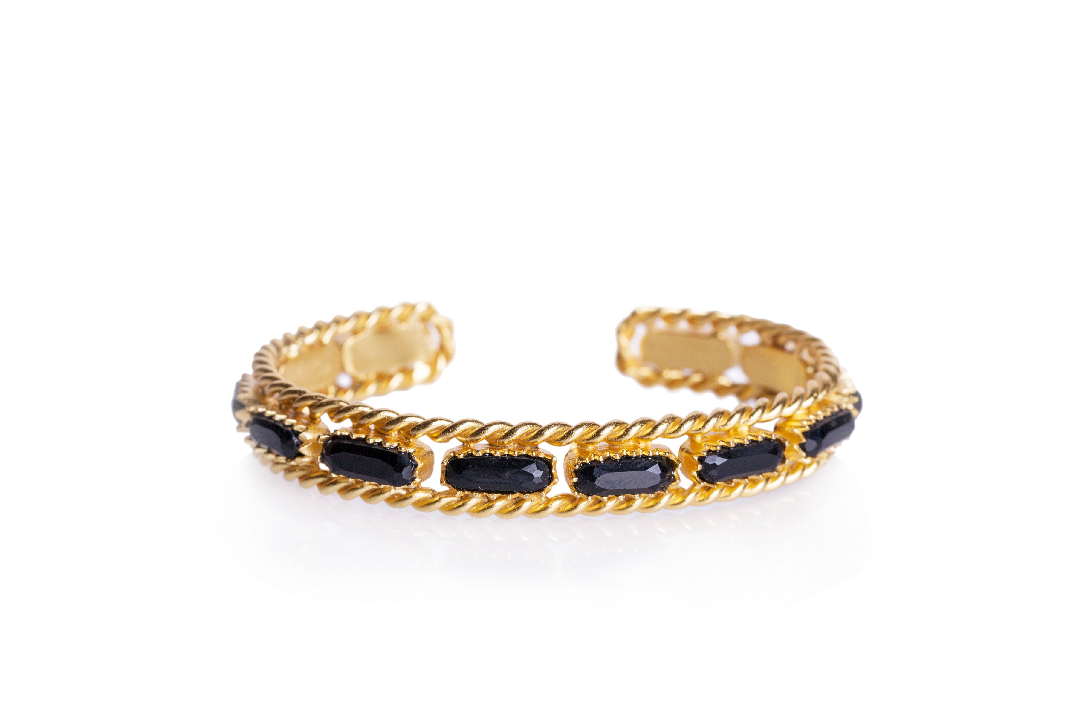Cable Bangle - Black Onyx - Christina Greene LLC