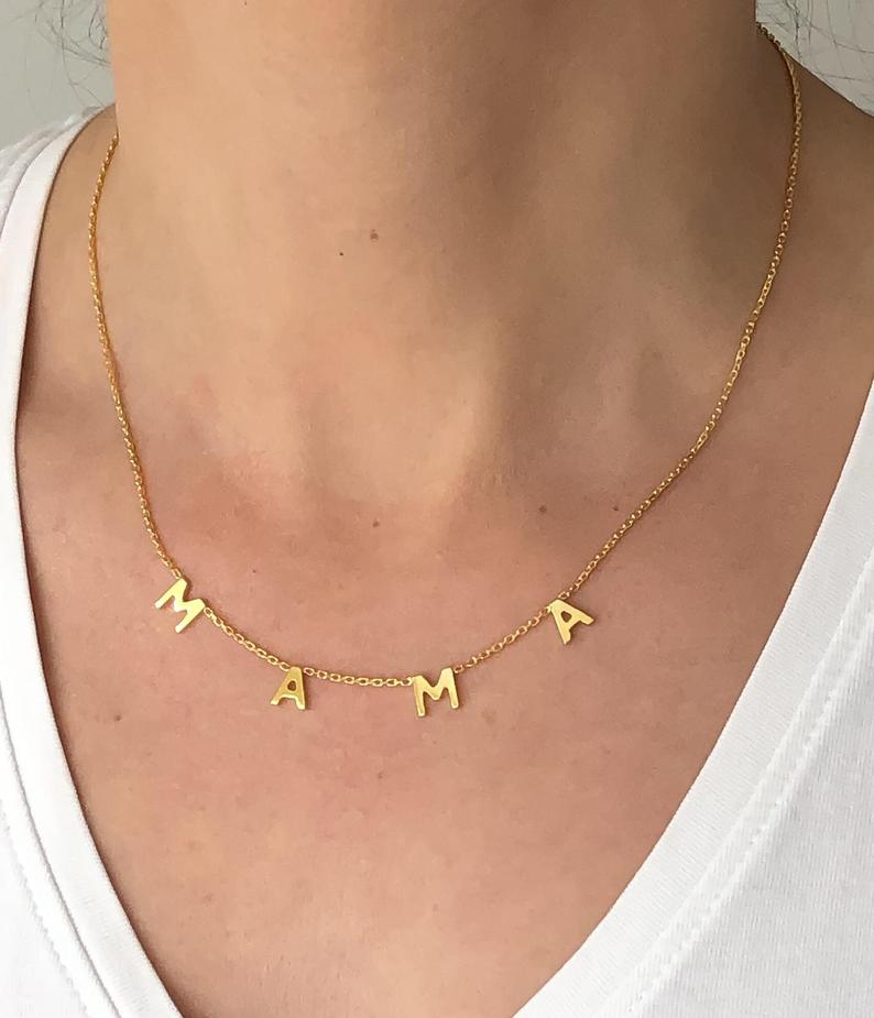 Mama Gold Letter Necklace - Christina Greene LLC