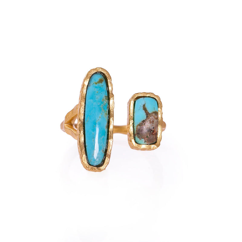 Deco Twin Stone Ring - Turquoise/Turquoise - Christina Greene LLC