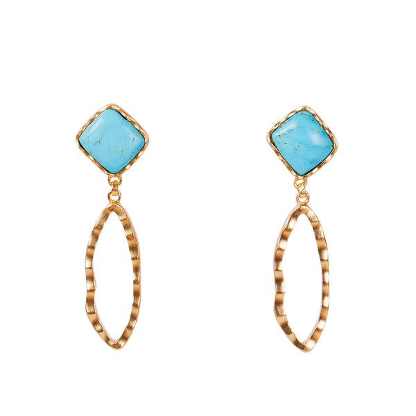 Deco Ovate Earring - Turquoise - Christina Greene LLC