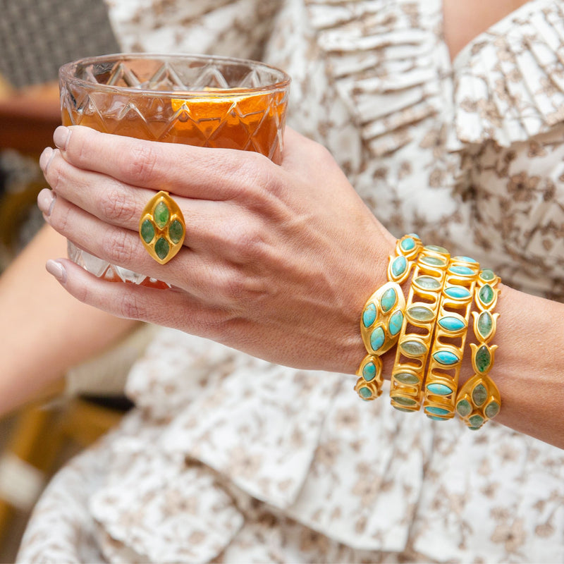 Petals Cuff - Green Strawberry Quartz