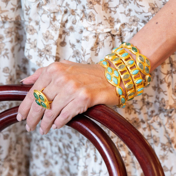 Primrose Cuff - Green Strawberry Quartz