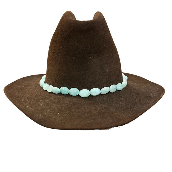 Teal Oval Beaded Hat Band