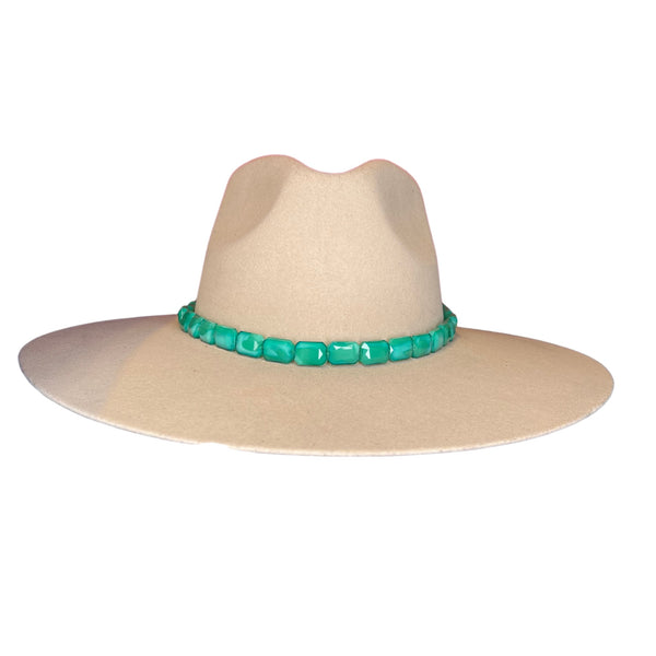 Teal Rectangle Beaded Hat Band