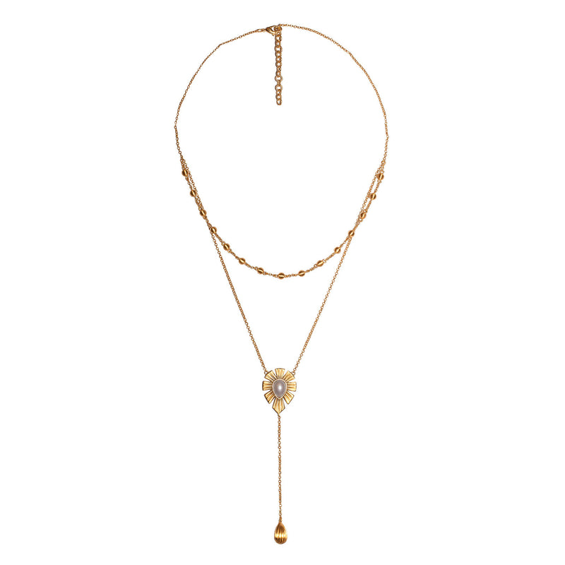 Unique Mystique Layered Lariat Necklace - Pearl