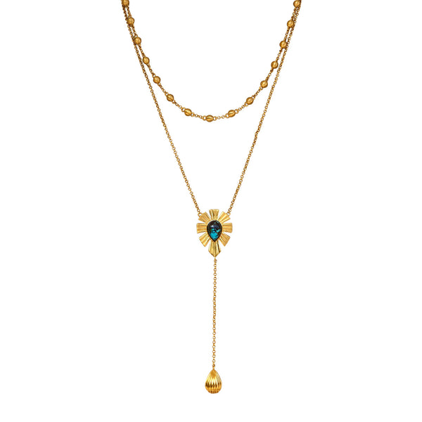 Unique Mystique Layered Lariat Necklace - Turquoise