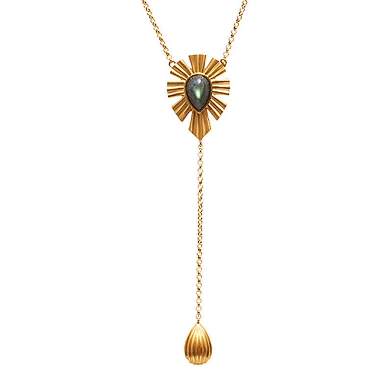 Unique Mystique Layered Lariat Necklace - Labradorite