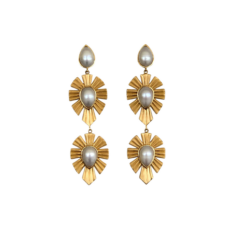 Royal Radiance Earrings - Pearl - Christina Greene LLC