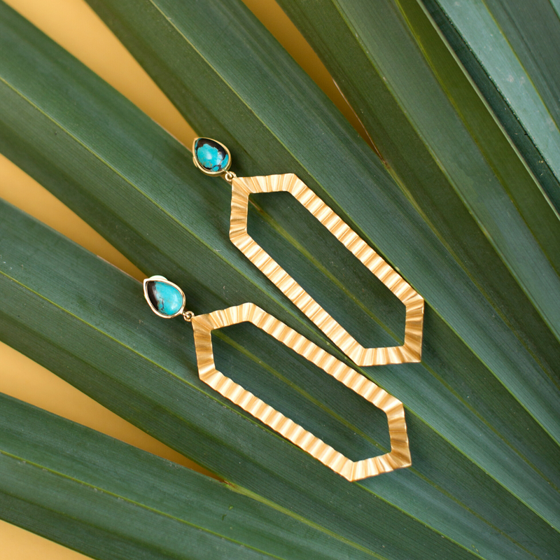 Strike Bold Statement Earrings - Turquoise - Christina Greene LLC