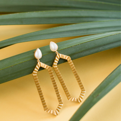 Strike Bold Statement Earrings - Pearl - Christina Greene LLC