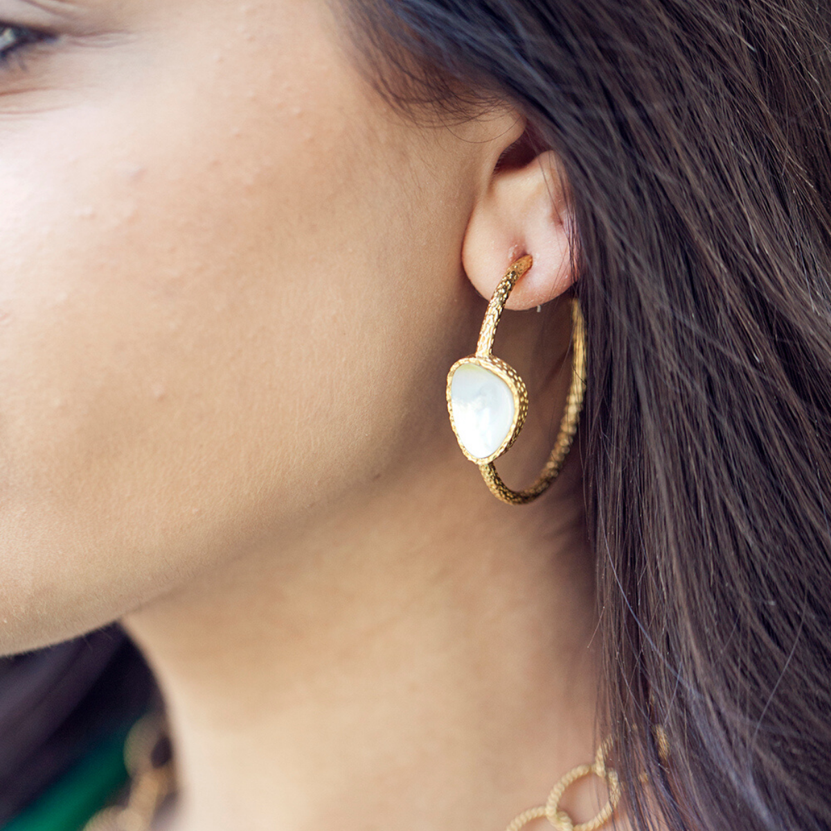 Hoop Earrings - Pearl - Christina Greene LLC