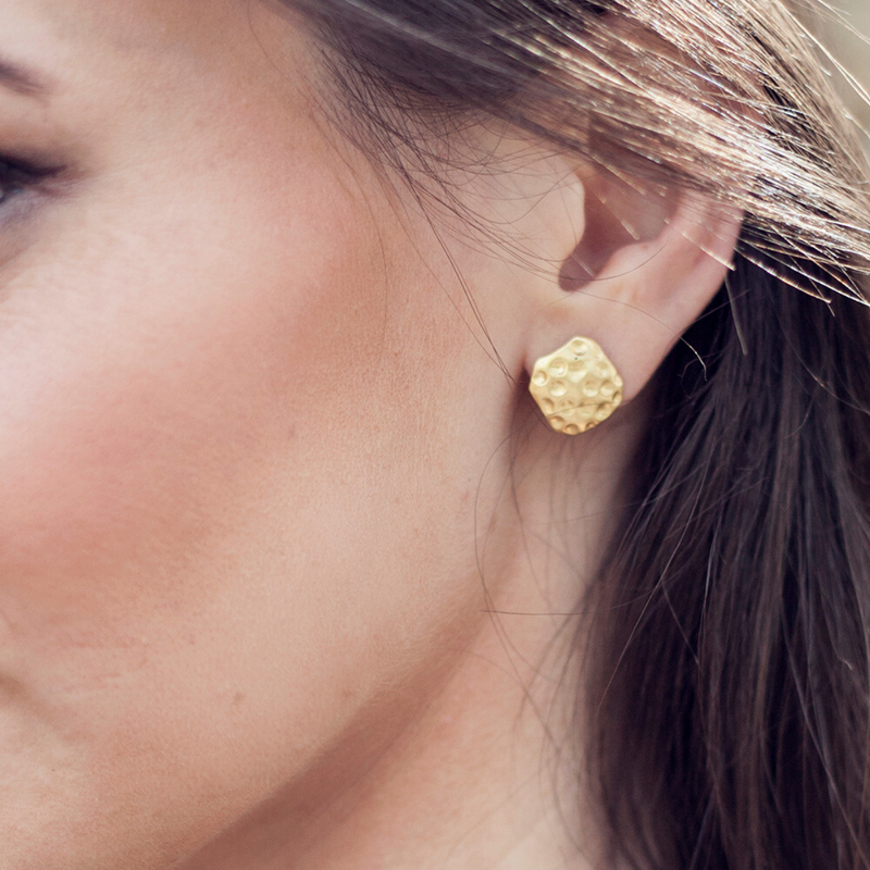 Gold Hammered Studs - Christina Greene LLC