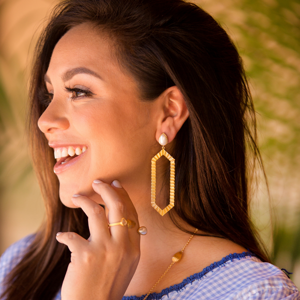 Strike Bold Statement Earrings - Pearl - Christina Greene LLC
