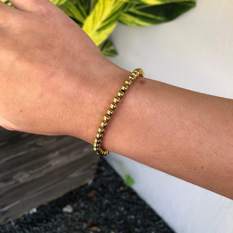 14k Yellow Gold Beaded Bracelet, 14K Gold Bead Bracelet