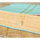 Dainty Turquoise Cross Necklace