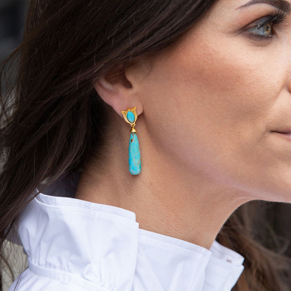 Verona Tulip Drop Earrings - Turquoise