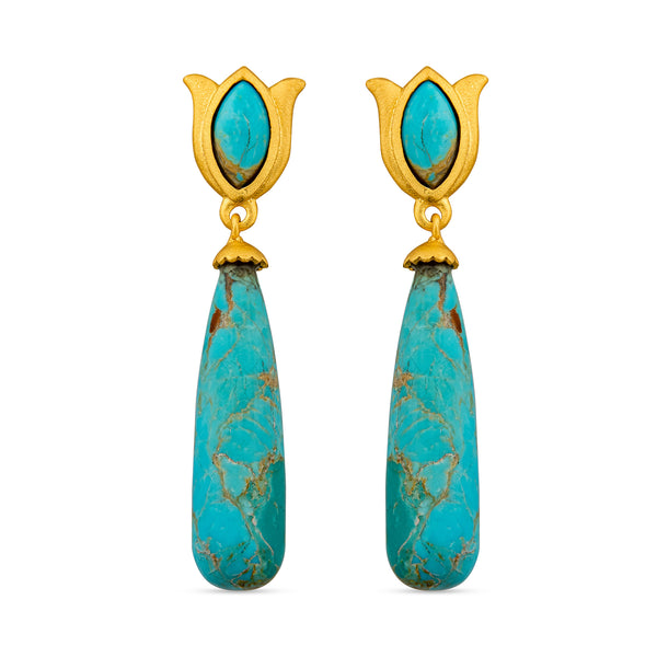 Verona Tulip Drop Earrings - Turquoise