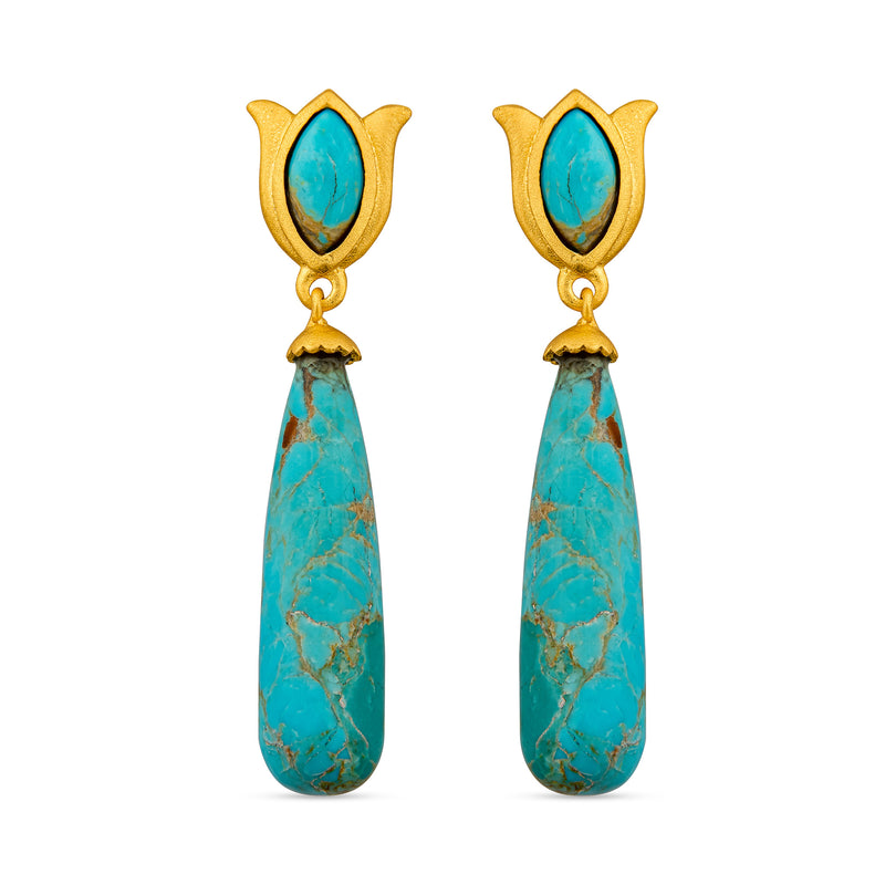 Verona Tulip Drop Earrings - Turquoise