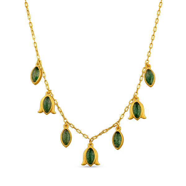 Verona Tulip Necklace - Green Strawberry Quartz