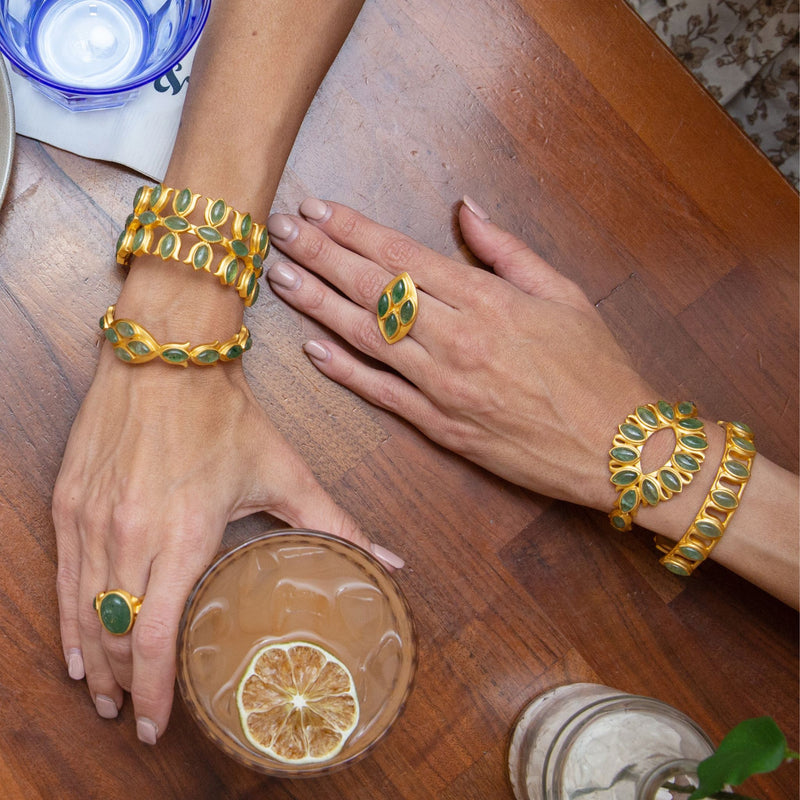 Water Lily Cuff Green Strawberry Quartz Christina Greene