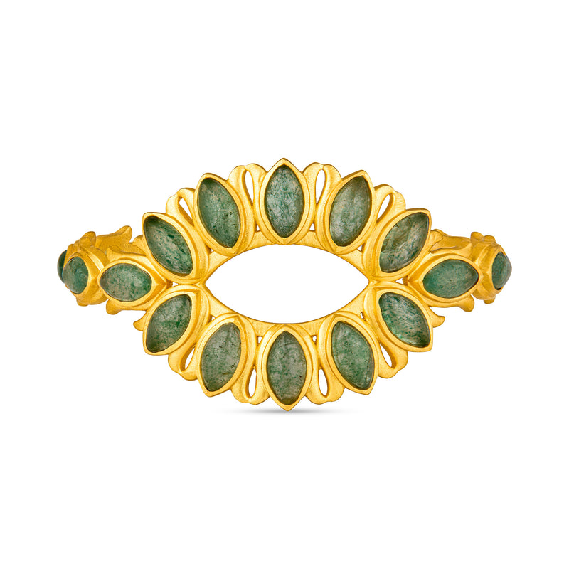 Water Lily Cuff - Green Strawberry Quartz