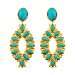 Water Lily Drop Earrings - Turquoise