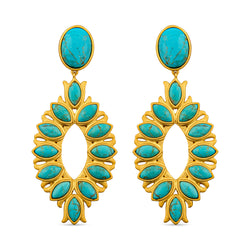 Water Lily Drop Earrings - Turquoise