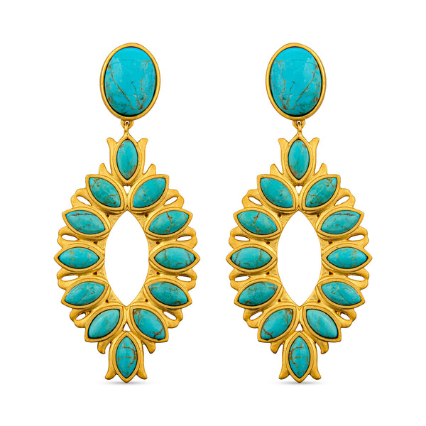 Water Lily Drop Earrings - Turquoise– Christina Greene