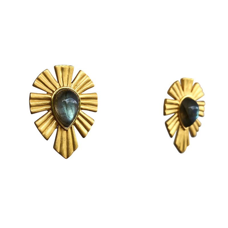 Gold & Bold Stud Earrings - Labradorite - Christina Greene LLC