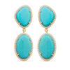 Tina 14k Gold Turquoise Statement Earrings with White Diamonds