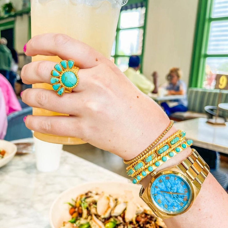 Turquoise Cable Bangle and Turquoise Studded Cuff Gift Set