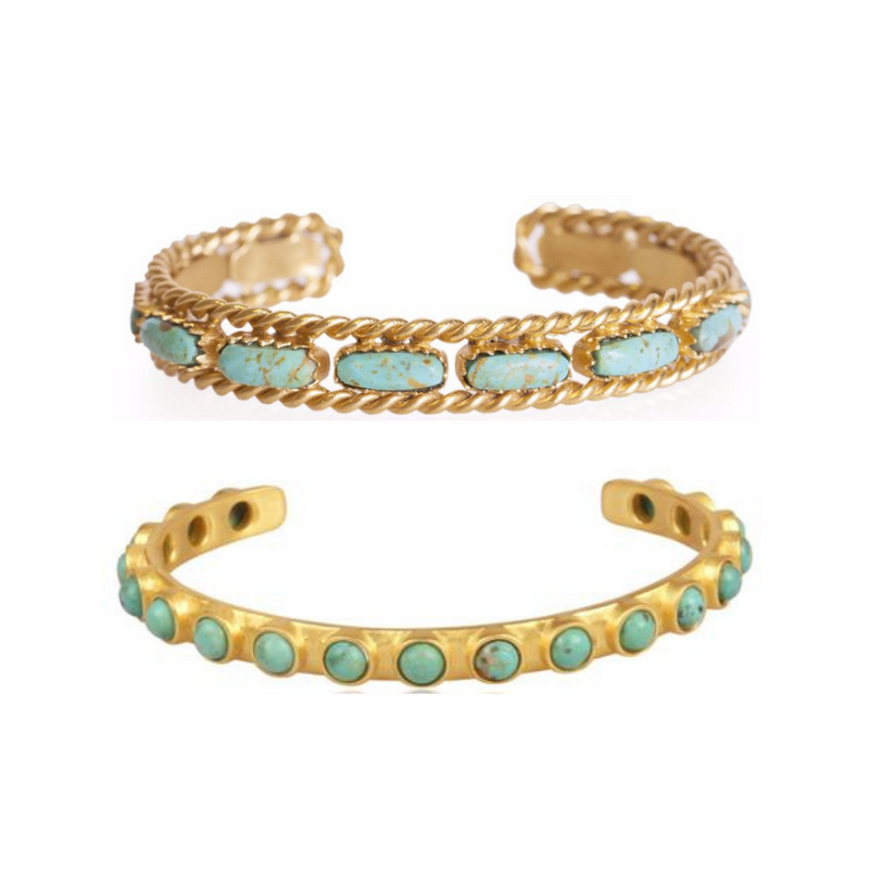 Turquoise Cable Bangle and Turquoise Studded Cuff Gift Set