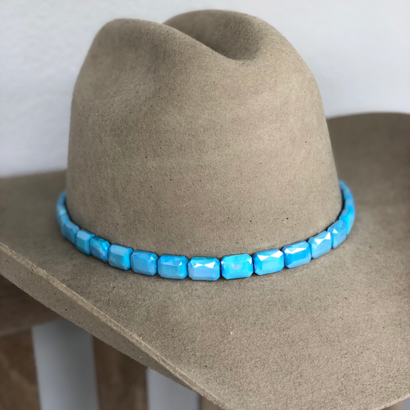 Faceted Sky Blue Hat Band