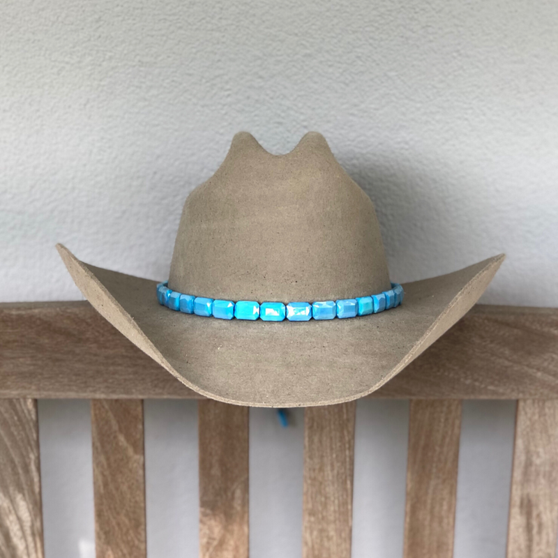 Faceted Sky Blue Hat Band