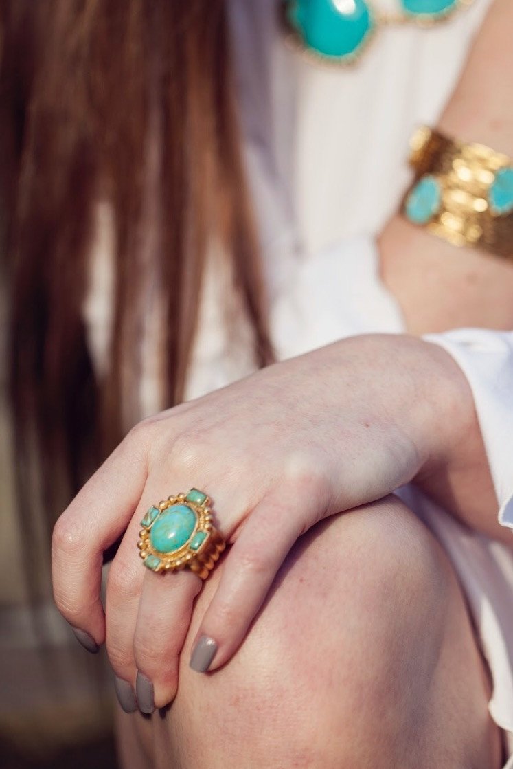 Southwestern Statement Ring - Turquoise - Christina Greene LLC