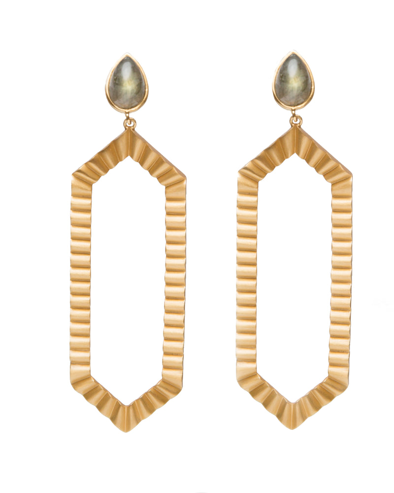 Strike Bold Statement Earrings - Labradorite - Christina Greene LLC