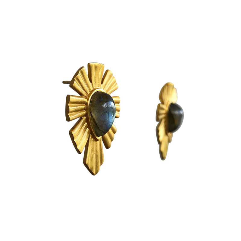 Gold & Bold Stud Earrings - Labradorite - Christina Greene LLC