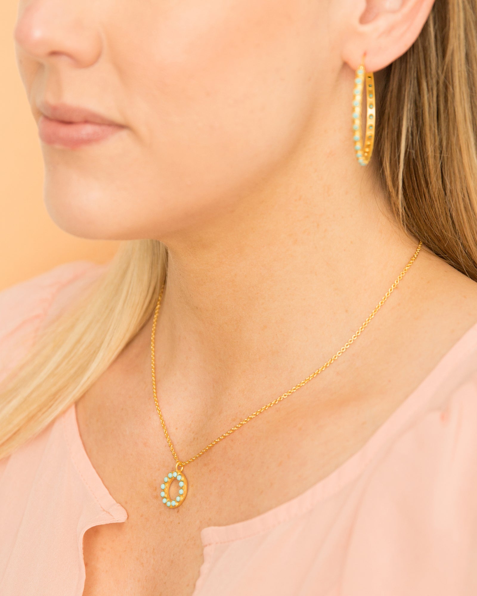 Turquoise circle necklace hotsell