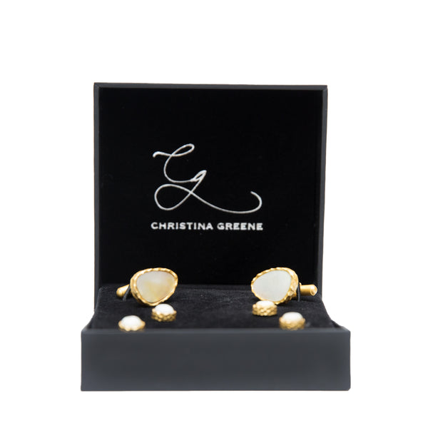 Men Cufflink and Stud Set- Pearl